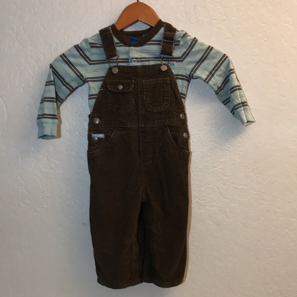 GENUINE KIDS 18M Corduroy Overalls W Long Sleeve Onsie - Picture 1 of 8